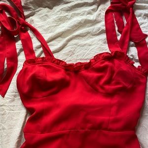 Tie strap Cherry-Red mini dress